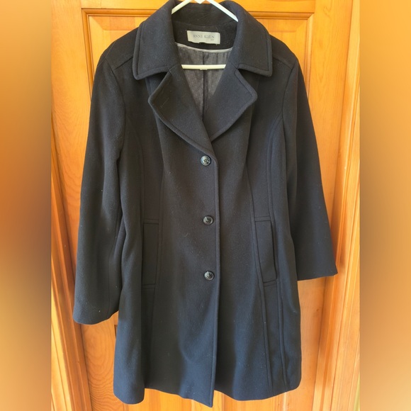 Cashmere/Wool blend black coat, mid length, size 12 - Picture 1 of 7